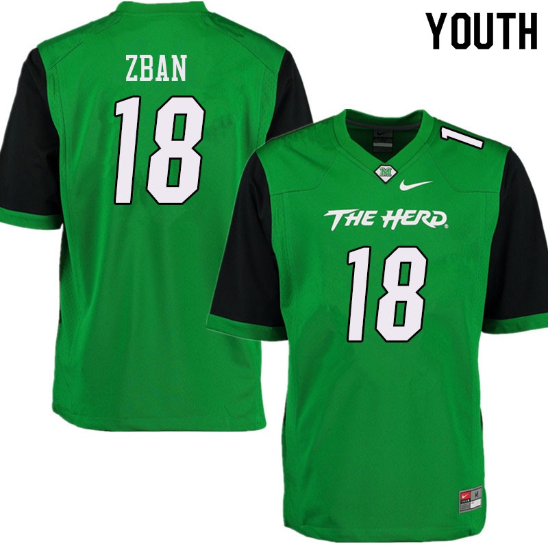 Youth #18 Luke Zban Marshall Thundering Herd College Football Jerseys Sale-Green - Click Image to Close